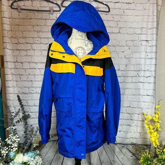 Columbia Vintage Women’s Sportswear Winter Coat-Navy,Yellow,Black-size M - Picture 1 of 15